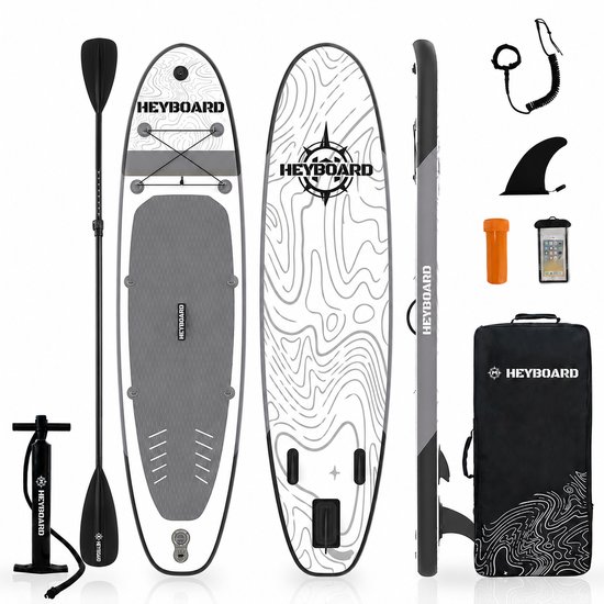 HEYBOARD SUP Board - 320x81x15 cm - Load Capacity 200 kg - Complete Set (2-in-1 Dual-Purpose Paddle), Inflatable Paddle Board