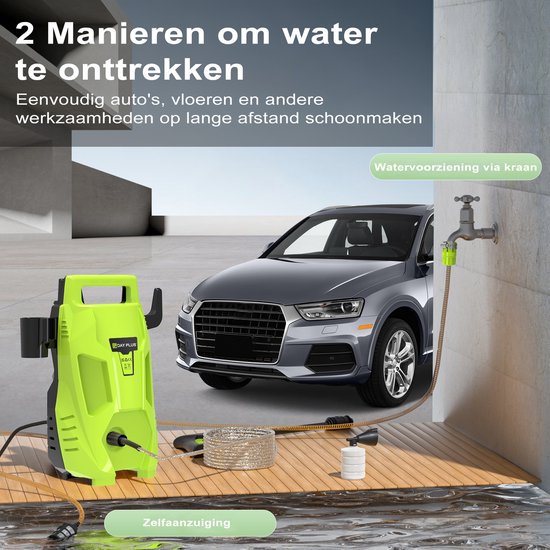 Elektrische Hogedrukreiniger - Krachtige Motor, Laag Geluid & Weinig Trilling - Draagbare Hogedrukspuit voor Auto, Terras, Oprit, Tuinmeubels Schoonmaken - Compacte Hogedruk Reiniger voor Huishoudelijk Gebruik — afbeelding 2