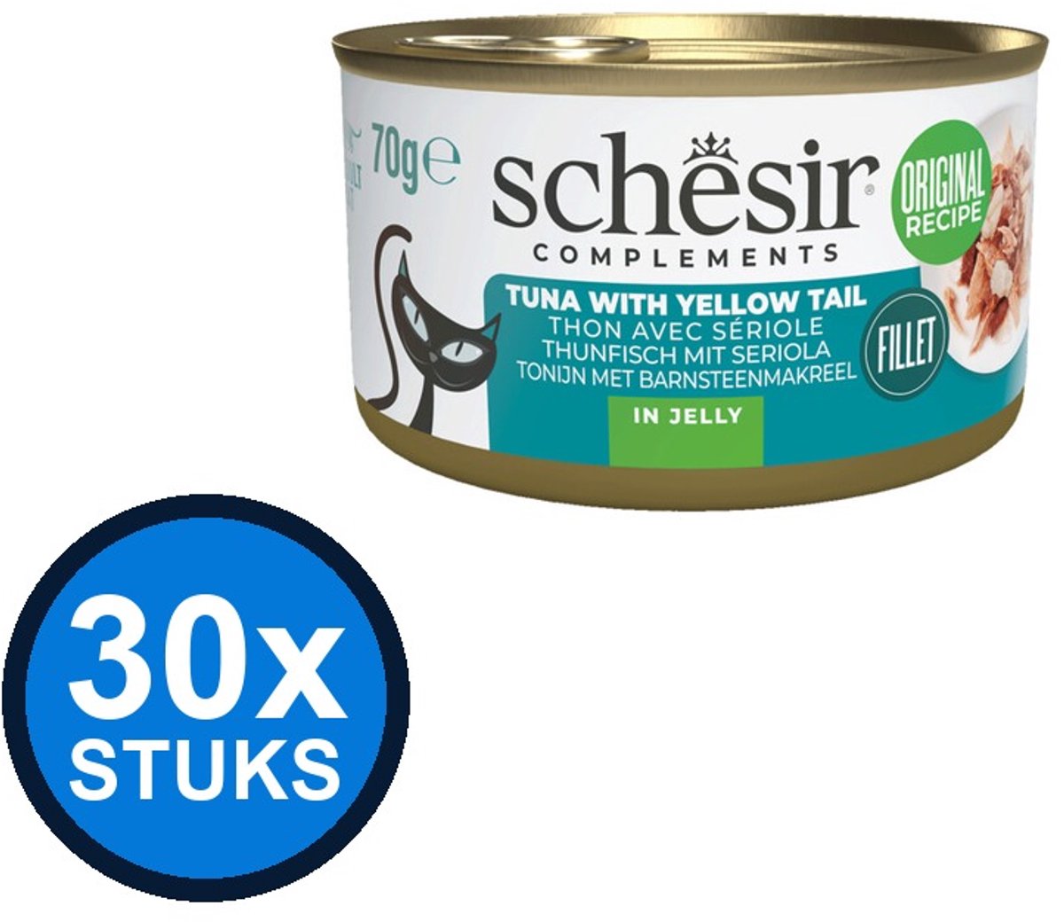24x Schesir - Tonijn & Yellowtail in Gelei - Kattenvoer Natvoer - 70g
