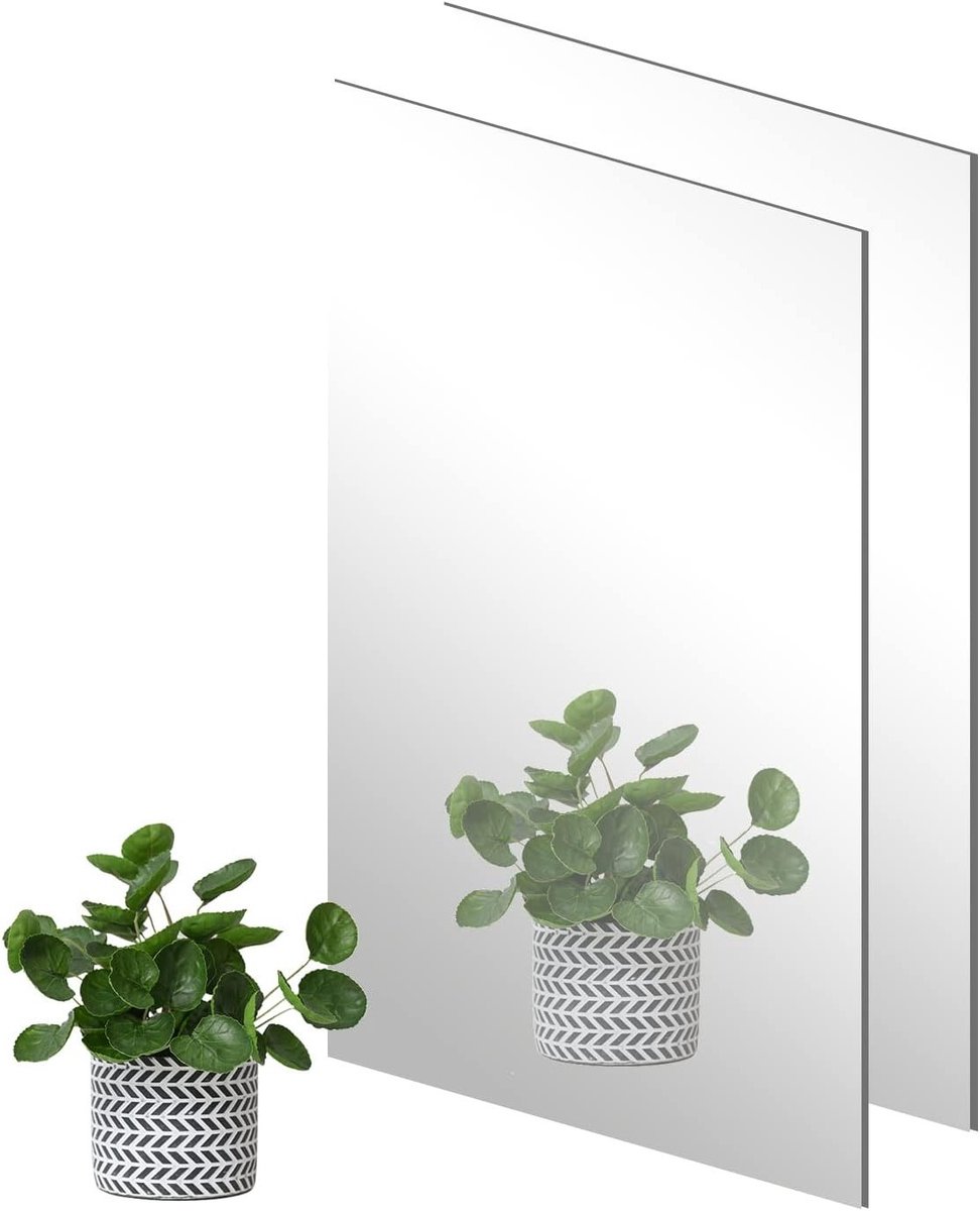 2 Stuks Zelfklevende Acryl Spiegel 40x30cm - Grote Plastic Frameloze Shatterproof Wandspiegel voor Thuisdecoratie en Interieurstyling