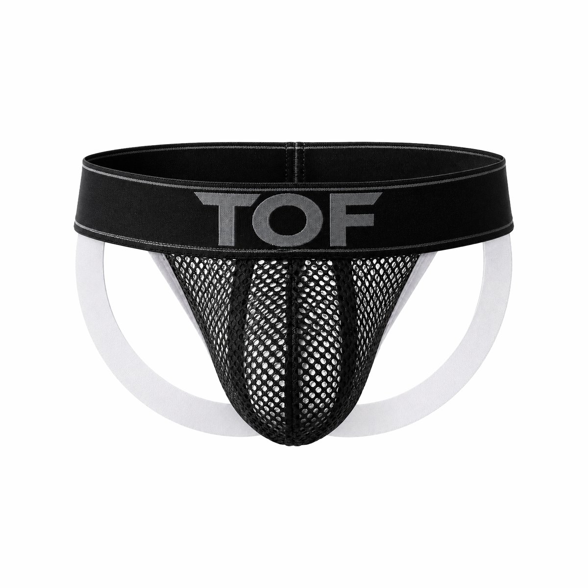 TOF Paris Mesh Jock Black/White - MAAT XL - Heren Ondergoed - Jockstrap voor Man - Mannen Jock