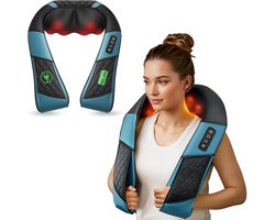 COMFIER Massagekussen-Nek en Schouder Massage Apparaat-Shiatsu Massagekussen - Draadloos Massagekussen met Warmtefunctie - Zwart/Blauw
