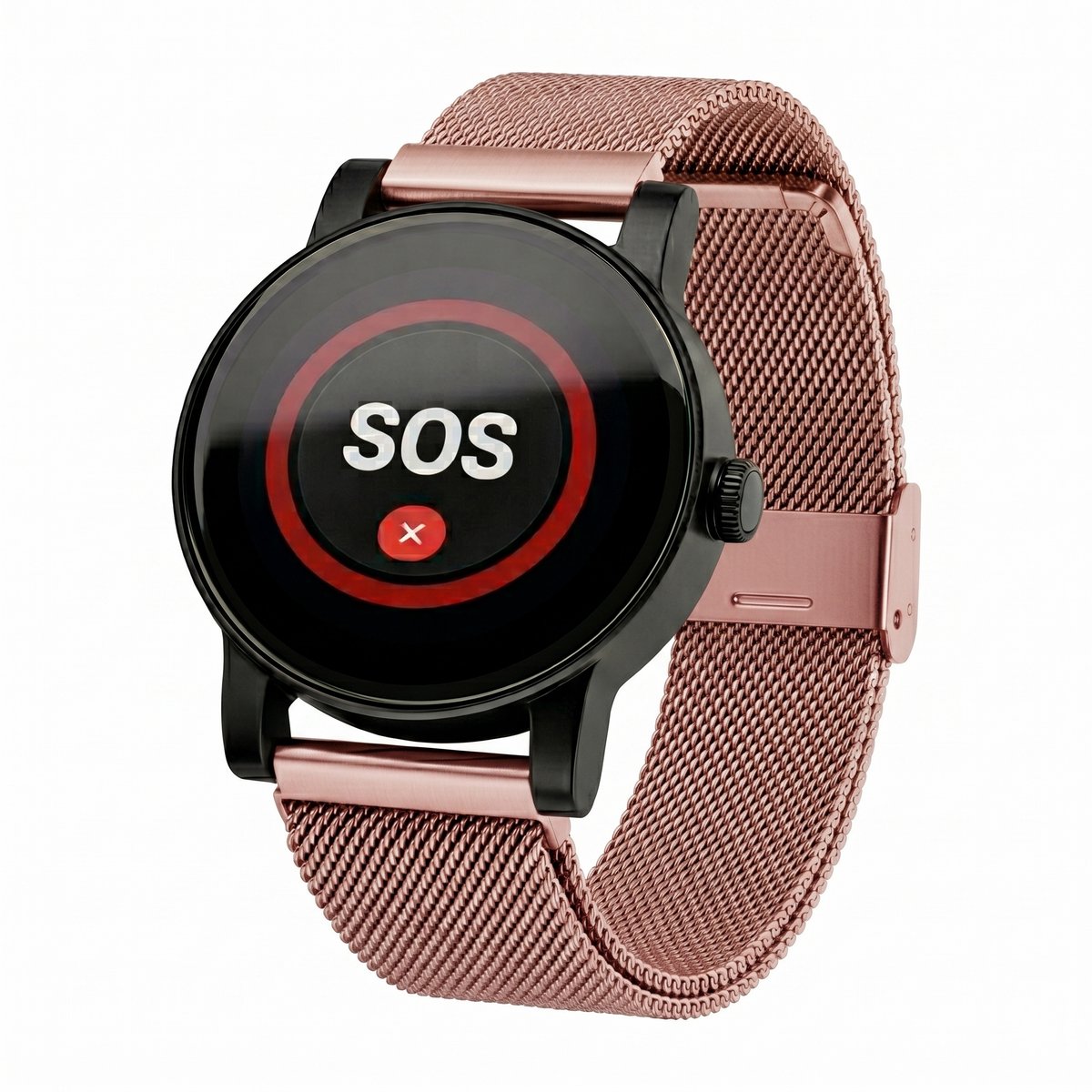 mijnSOS-Horlogeband-RVS-Roze-22mm-Universeel- Roestvrij stalen Mesh band- Luxe uitstraling- Bandje