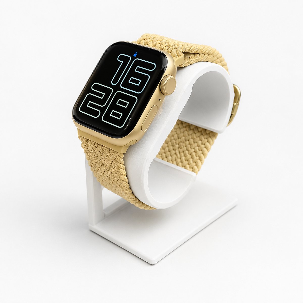 Skushy Apple Watch Oplaadstandaard Curve Design - Apple Watch Houder - Laadstation - Nachtkastje Dock - Bureau Dock - Oplaadhouder - Kabel Organizer - Magnetische Oplader Houder - Smartwatch Stand - Wit