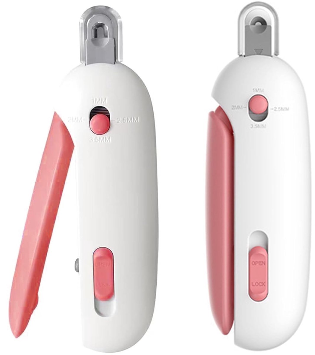 LISM-Nagelknipper en -trimmer voor huisdieren, geschikt voor binnenkatten en kleine dieren, met veiligheidsslot en nagelvijl, combineert nageltrimmer en klauwtrimmer in één, perfect voor thuisverzorging (roze).