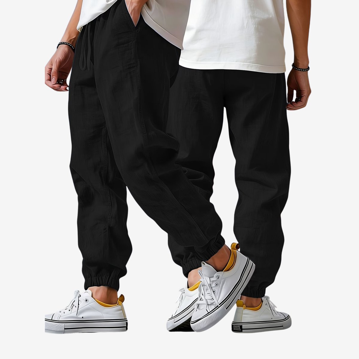 Currero Linnen Broek Heren Zomerbroek Volwassenen Lange Broek Pantalon Strandbroek Zomer Ibiza Stijl Ebbehout Zwart