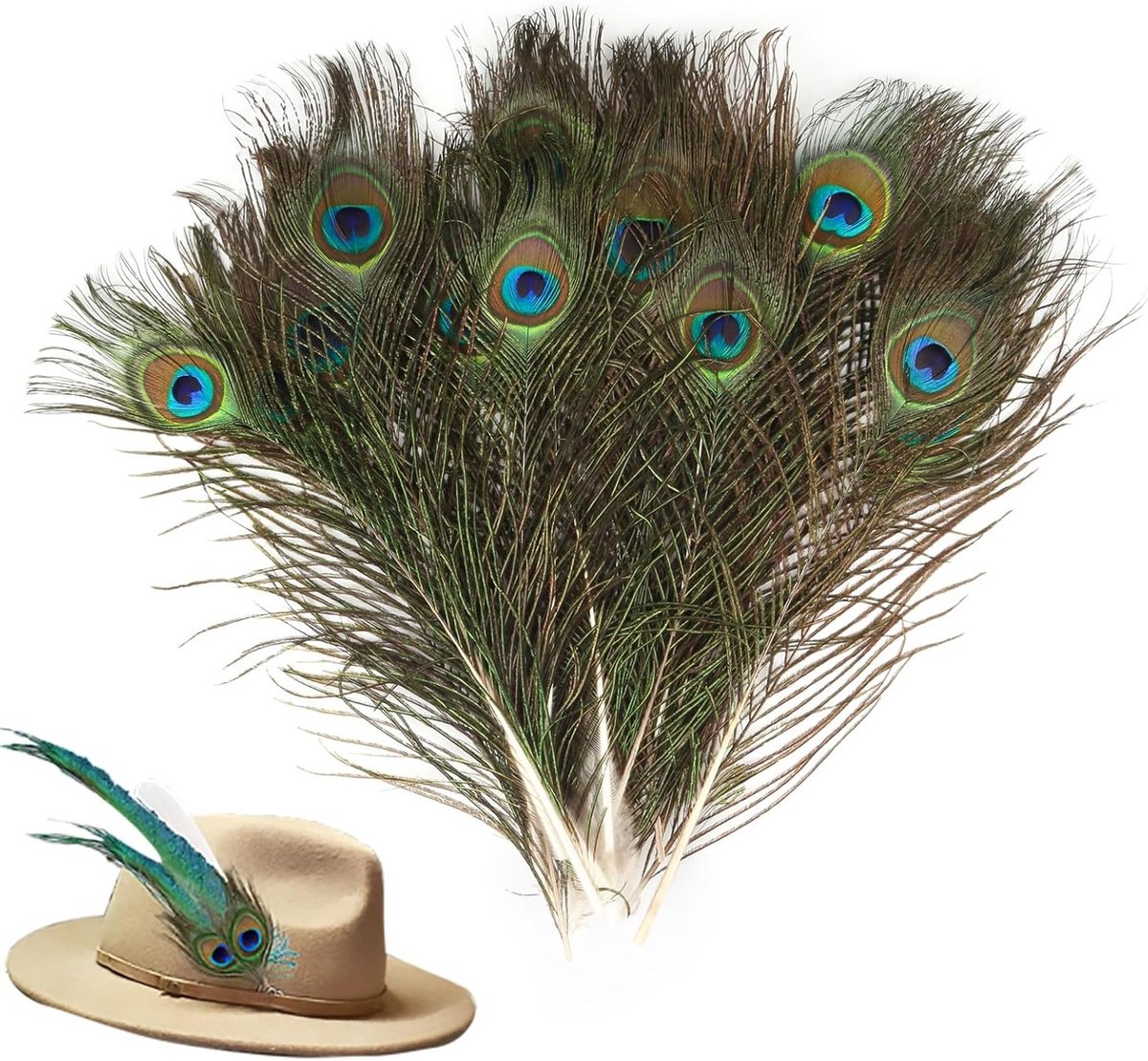 Natuurlijke Pauwenveren 20 Stuks 25-30cm voor Hoeden, DIY Creaties en Decoratie van Hoofdtooi