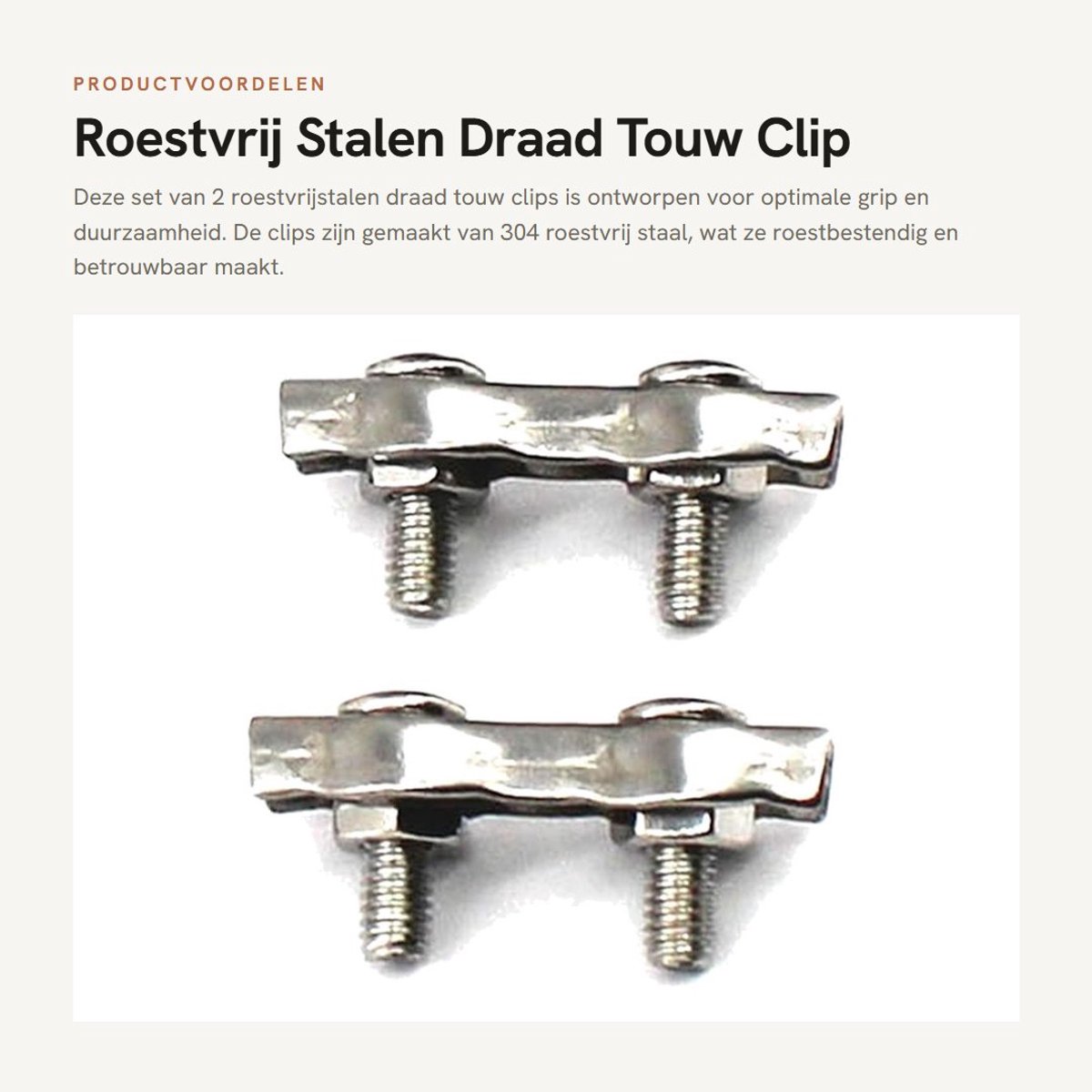 Dailygoods- Kabelklem Dubbele Clips - Kabelverbinder - Kabelklemmen - Staaldraadklem - Set van 2 - 304 Roestvrij Staal - Draadklem