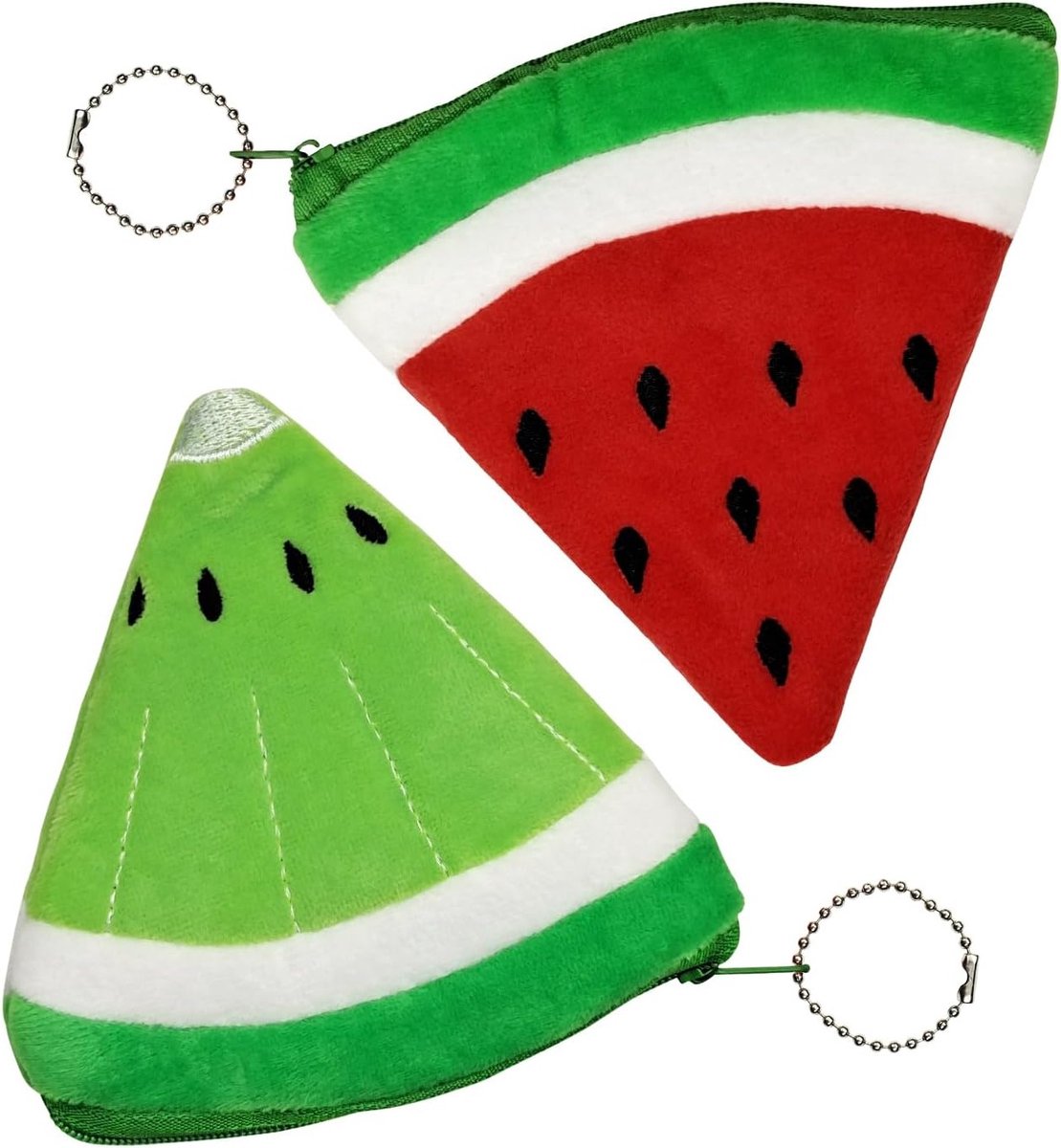 Creatieve Fruit Plush Muntentas voor Vrouwen - Schattige Cartoon Muntzakjes in Rood en Groen - 2 Stuks, Ideaal voor Dagelijks Gebruik en Cadeaus
