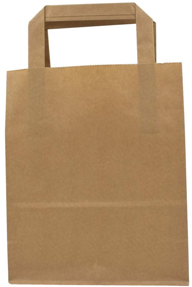 Dailygoods- Geschenkzakken 25 stuks - Papieren Draagtassen - Kraftpapier - Herbruikbaar - Milieuvriendelijk - Platte Handgrepen - 7 x 8,5 x 3,5 inch - Papieren Tassen