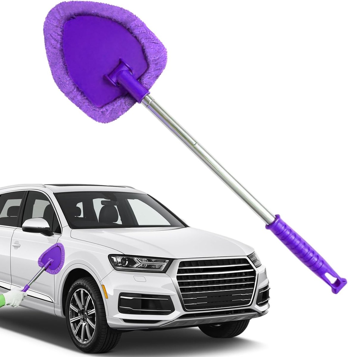 Binnenruit Reiniger - Auto Glas Tool - Ramen Schoonmaken - Uitschuifbare Steel - 43cm - Paars