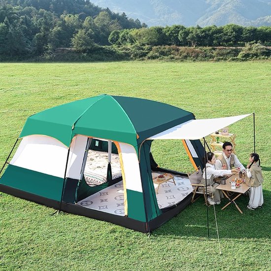 Woongenotonline-kampeertent met twee slaapkamers, één woonkamer, tent voor 4-6 personen - geschikt voor festivals , camping - strand, park, bijeenkomsten in de achtertuin, wandelen, met slaapcabine, UV-bescherming, waterdichte opvouwbare familietent van Woongenotonline — afbeelding 3