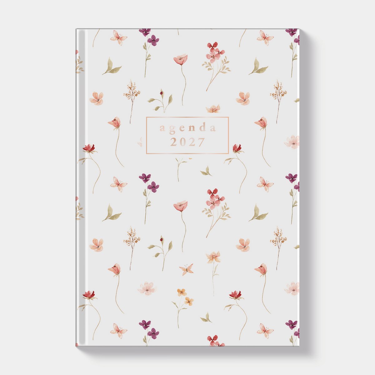 Hobbit - Mini Agenda 2027 - Zakagenda A7 (7,5 x 10,5 cm) - 1 week op 2 pagina's - Kleine agenda - Harde kaft - Aquarel Bloemetjes