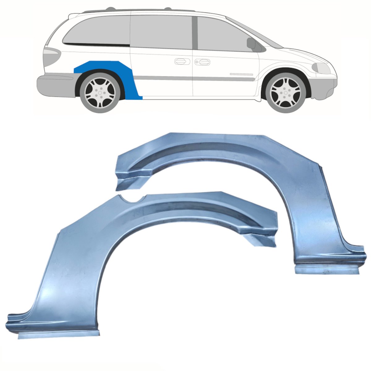 Reparatiepaneel achterspatbord voor Chrysler Voyager 2000-2008 / Links + Rechts