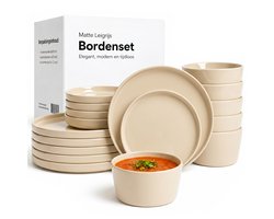 Luft Serviesset 6 Persoons - Restaurant Bordenset - Kommen - Eetborden - Modern - Massief Aardewerk, Keramiek - Creme/beige/wit - 18 delig