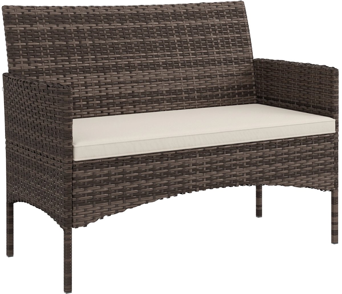 Bresht Tuinbank - Bank - Buiten Bankje - Inclusief zacht zitkussen - Antislip - Afneembare Hoes - Weerbestendig - 115 x 63 x 85 cm