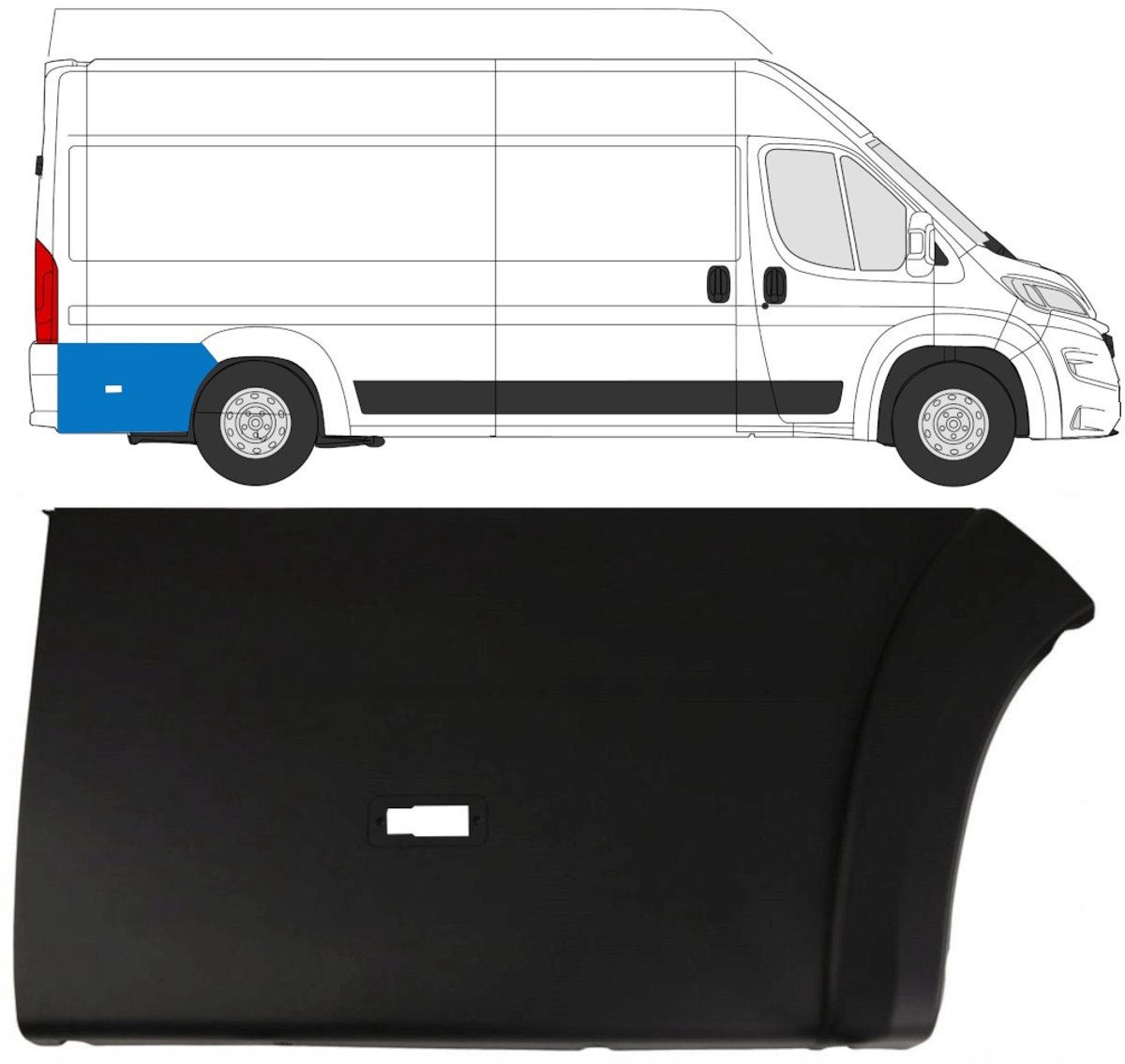 Achterste zijlijst sierlijst voor Opel Movano 2021- / Rechts