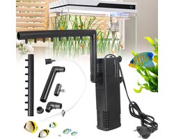 Aquarium Filter - Aquarium Filter Pomp - Filter - 3-in-1 Filtersysteem - Dubbele Filtratie - 600L/H - Geschikt voor aquariums tot 80 liter - Zwart