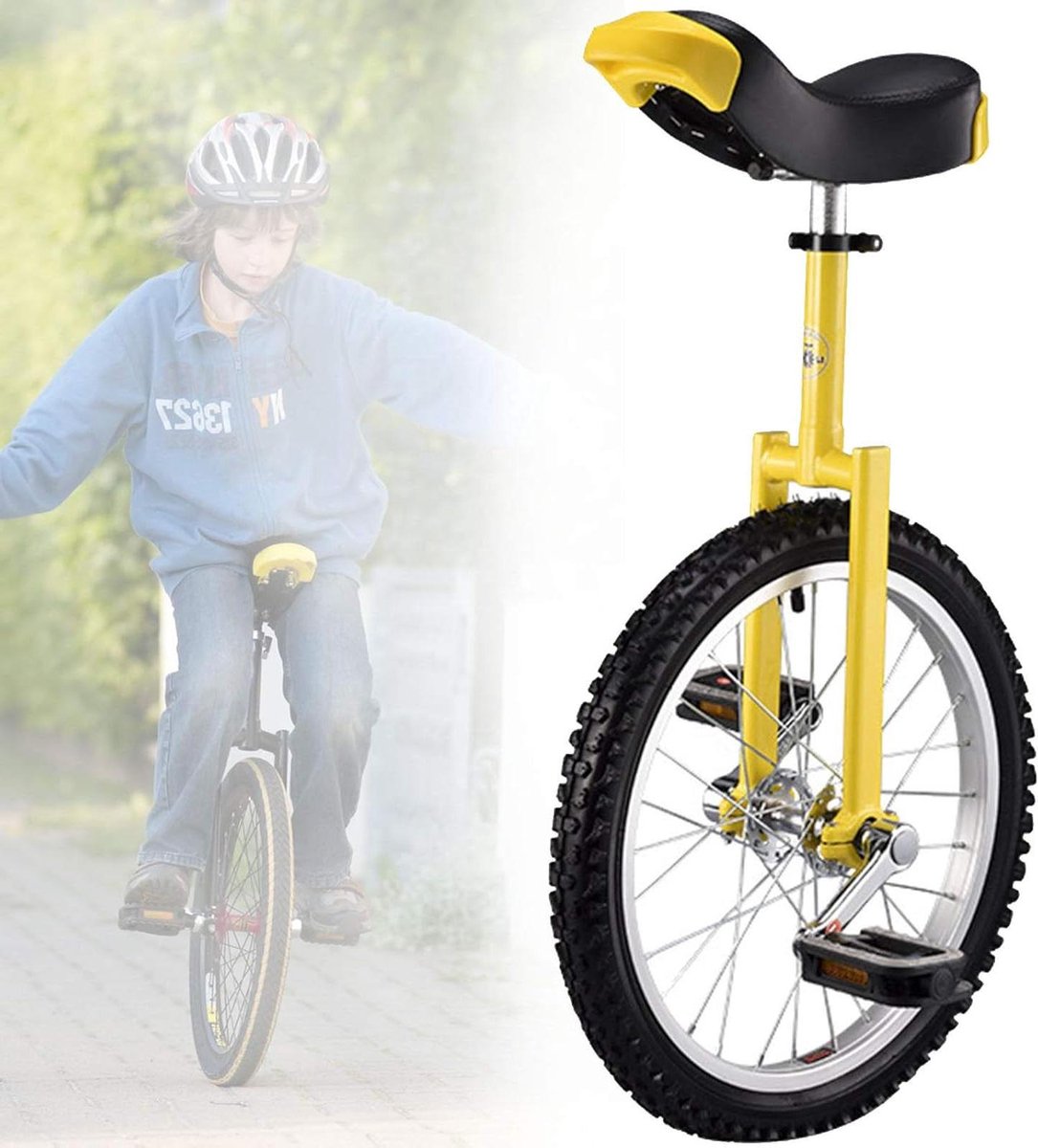 Eenwieler - Loopfiets - Buitensporten - Antislip banden - 18 inch wiel - Geel