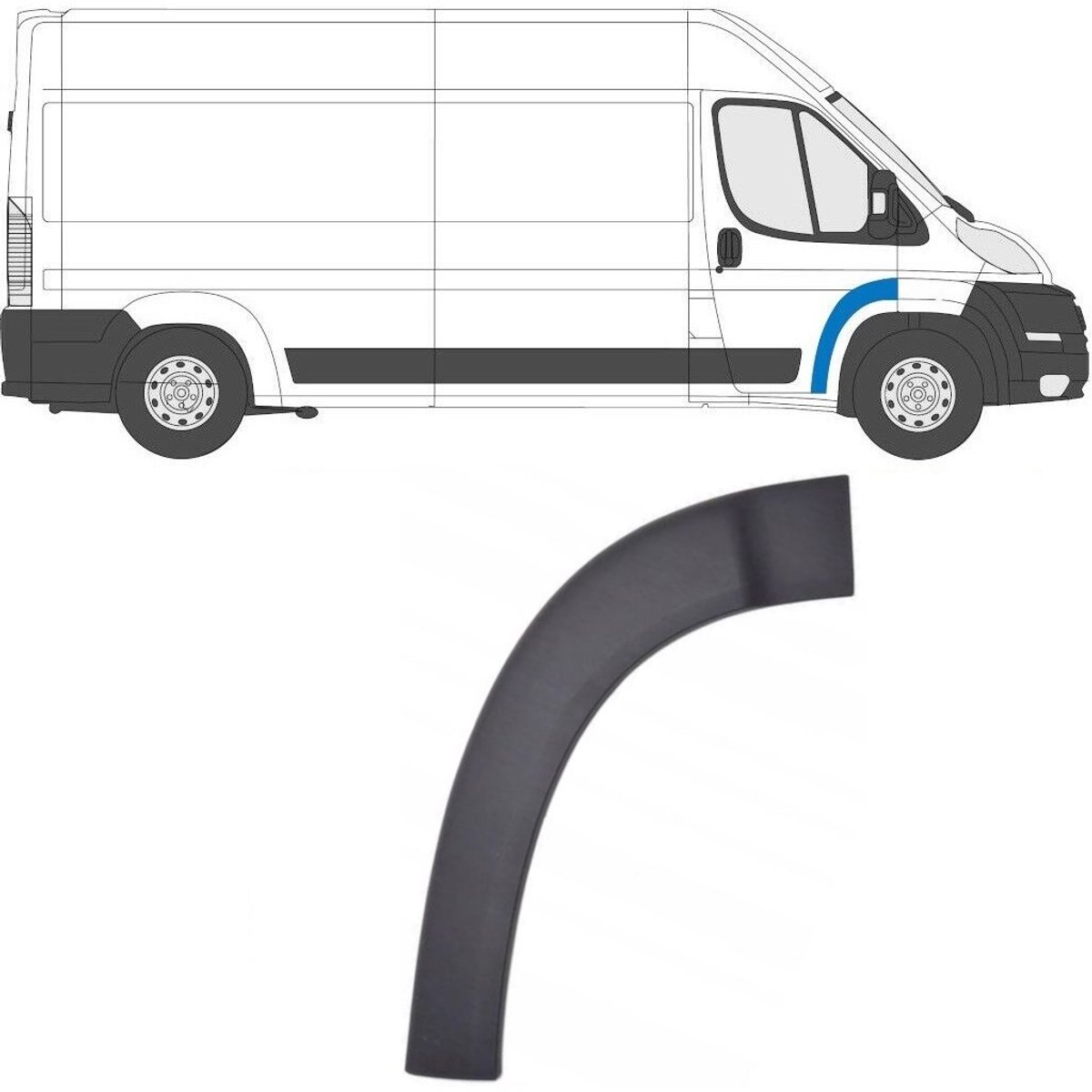 Voordeur sierlijst voor Citroen Jumper 2006-2018 / Rechts