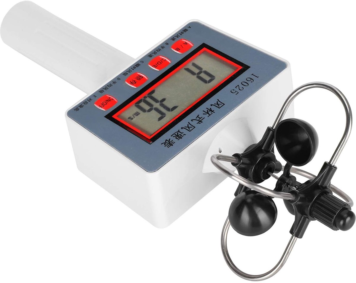 Windmeter Handheld - Anemometer Digitaal - Windmetingen Verrichten - Cup Stijl Ontwerp - 24.6 cm Lengte - Grijs
