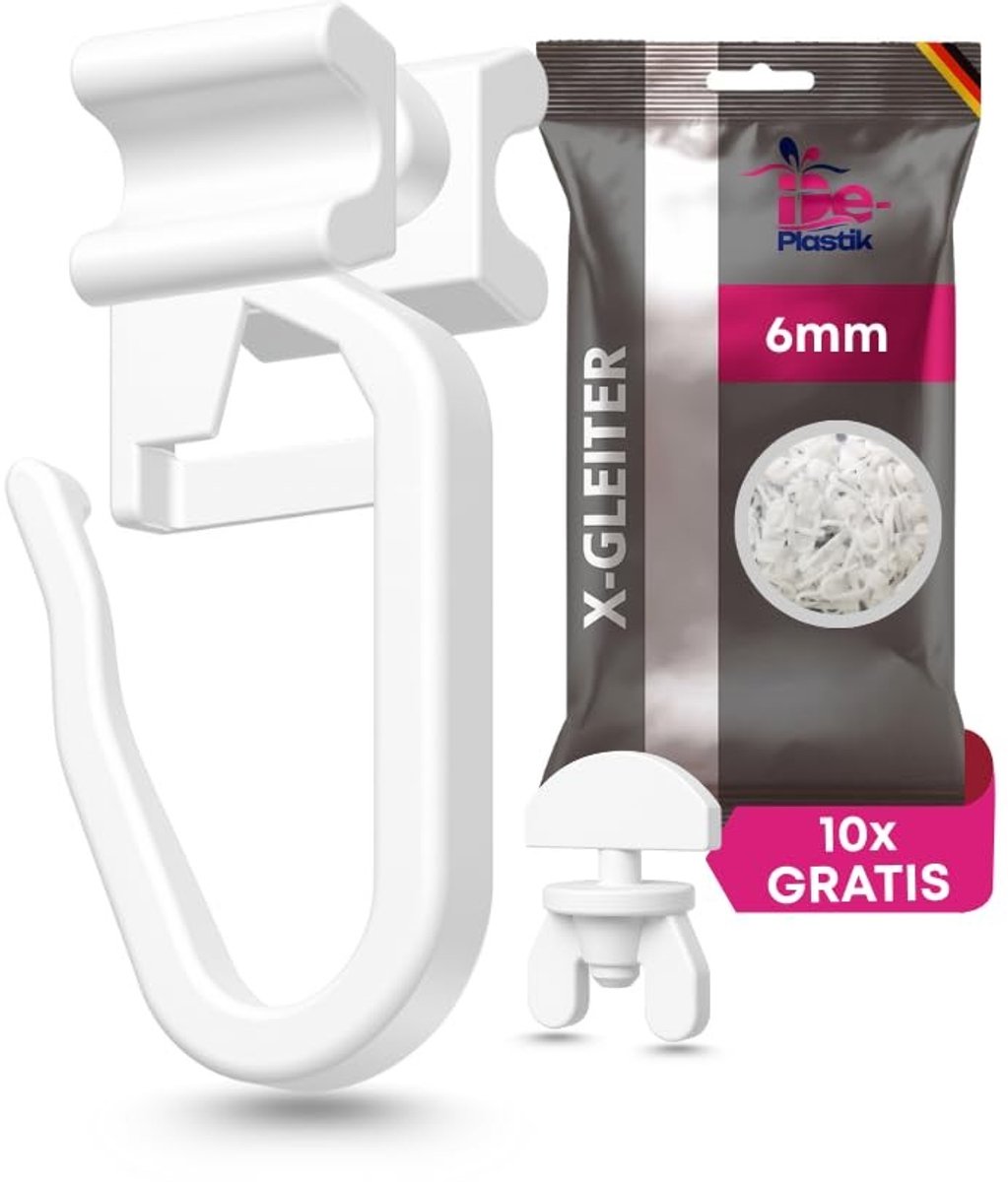 Solidchoice- Gordijnglijders 100 Stuks - Geruisloos - Wasmachinebestendig - Voor Binnenrail 6 mm - Standaardmaat - Innovatief en Duurzaam - Gordijnhaken