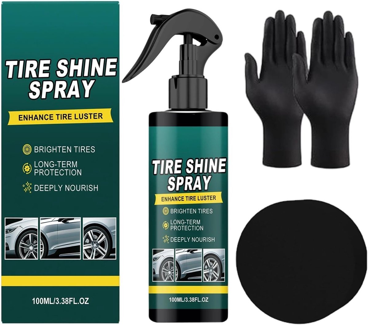 Bandenreiniger en Glans - Autoband Onderhoud - Voertuig Detailing - Beschermende Glanslaag - 100 ml - Zwart