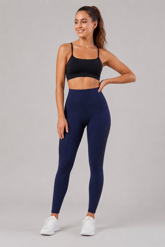 SparkNine Breathflex sportlegging dames - ademend - met zakken - XL - blauw - geruite mesh panelen - met zakken - elastisch — afbeelding 4