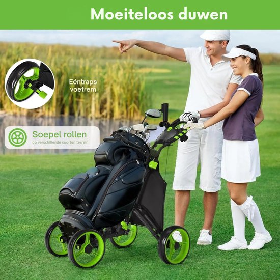 Damenzo - Golftrolley - Golftas - Golf trolley - Golfwagen - Golf - 3 Wielen - Inclusief opbergtas en parapluhouder - Groen van damenzo — afbeelding 3