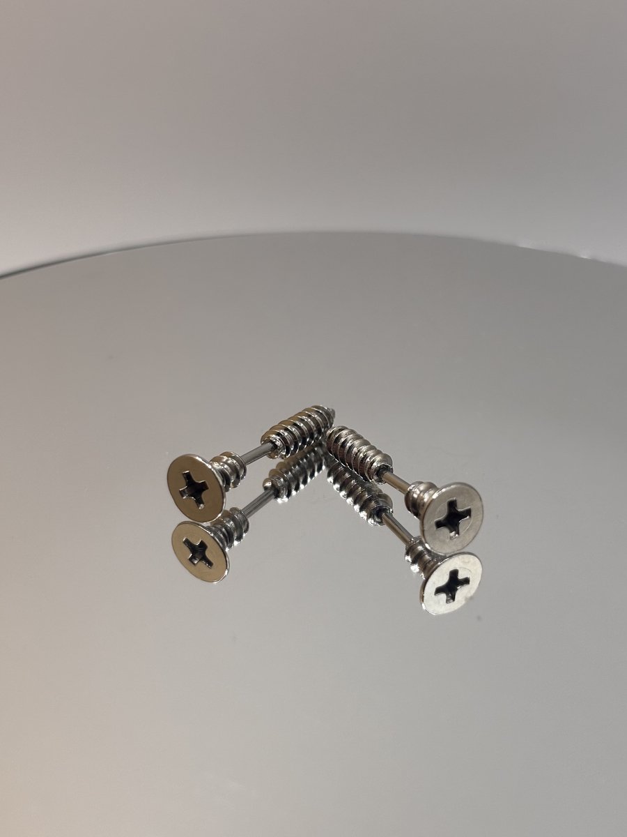 'Schroeven Studs' Draaiknop Oorbellen - Zilverkleurig - Hypoallergeen - 316L RVS