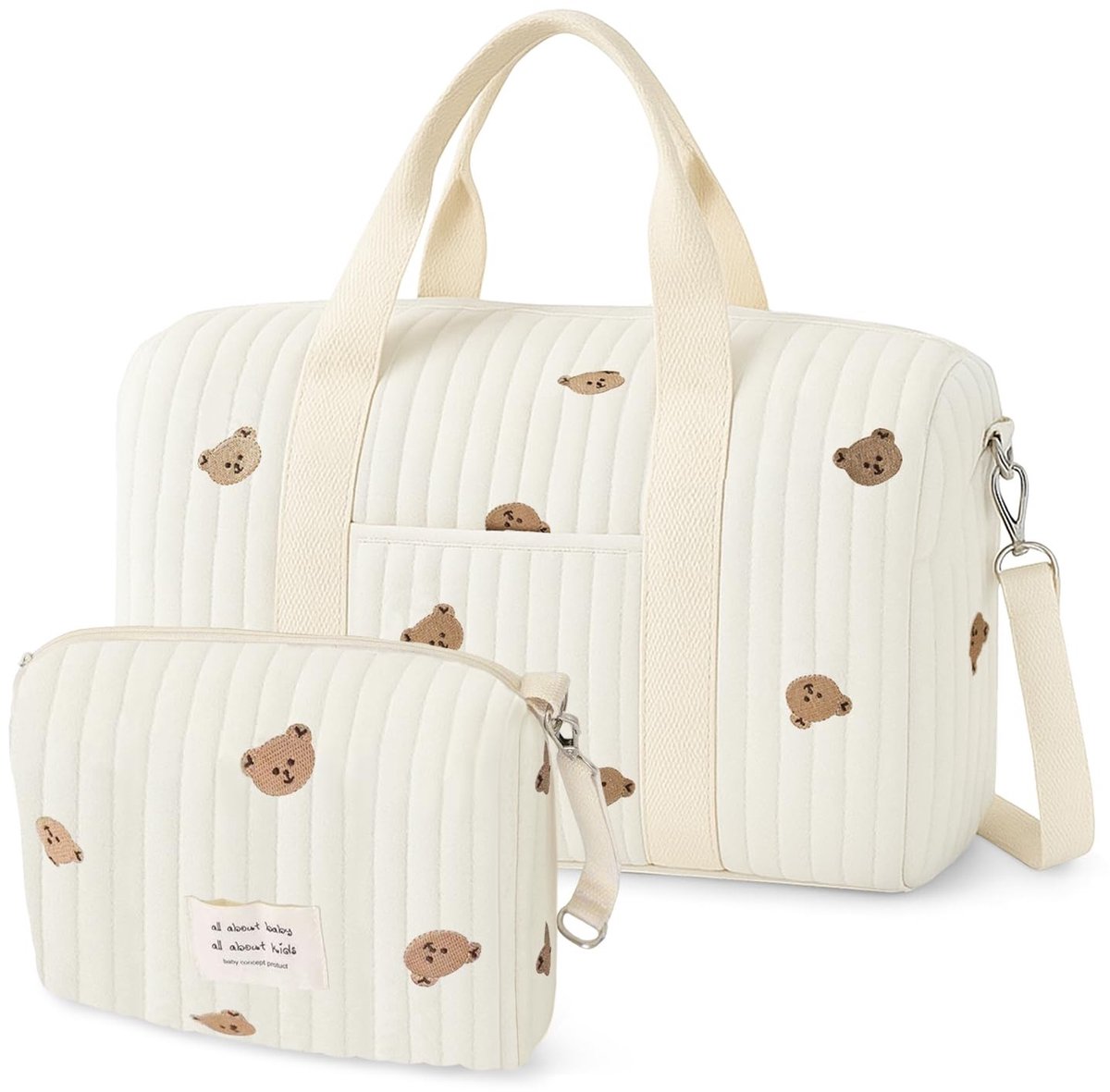 Dailygoods- Luiertas Multifunctioneel - Schoudertas - Katoen - Borduurwerk - Reisvriendelijk - Geschikt voor Pasgeborenen - Baby Tas