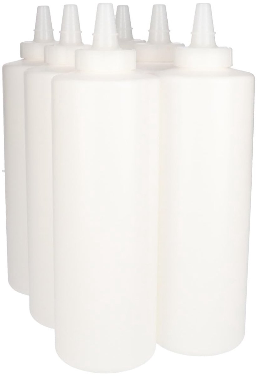 Dailygoods- Doseerfles 750 ml - Knijpbare Flessen - BPA Vrij - Niet Breekbaar - Plastic Flesjes Navulbaar - Met Tuitdop - 6 Stuks - Fles