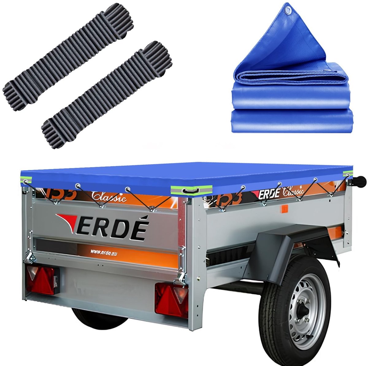 Dailygoods- Afdekzeil Waterdicht - Aanhangerzeil 150 x 105 cm - Scheurvast - Dubbellaagse Versterkte Zoom - Extra Versterkte Hoeken - Duurzaam