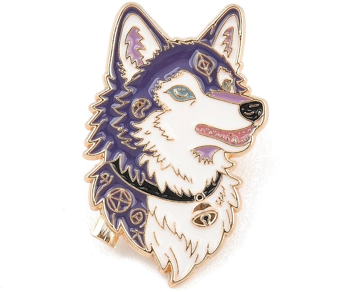 Pin - wolf - hond - dieren - spirit animal - broche - kledingspeld - geschenk - cadeau