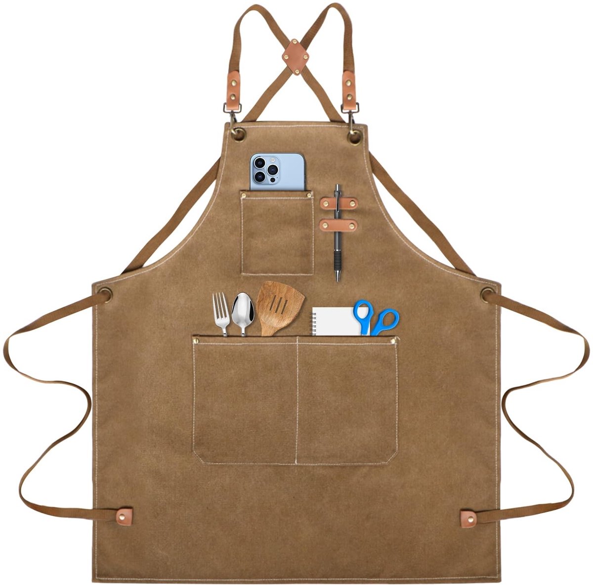 Dailygoods- Barbecueschort Waterdicht - Canvas Schort - 3 Zakken - Stijlvol Ontwerp - Verstelbaar - Slijtvast Materiaal - Kookschort