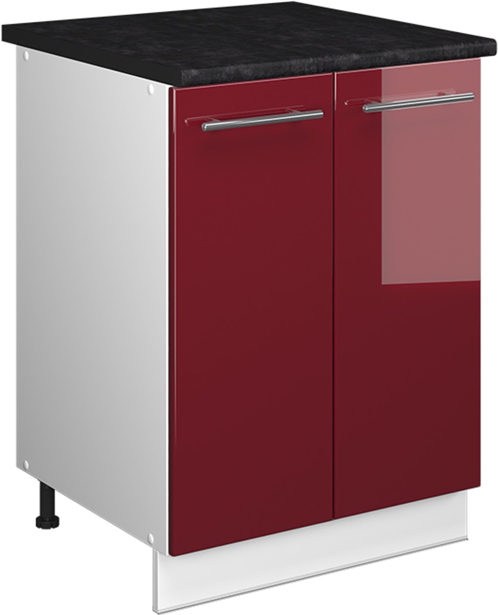Vicco Wastafelkast Fame-Line, Bordeauxrode hoogglans/Wit, 60 cm
