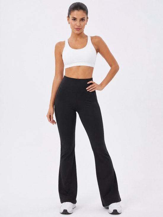 SparkNine Serenaflare dames legging - flare pants - met zakken - S - zwart - hoge taille - stijlvol - elastisch van Merkloos — afbeelding 4