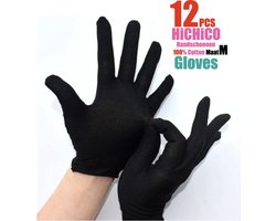 Katoenen handschoenen Zwart Medium 12Stuks/6Paar Beschermende Handschoenen - Medium - Gezondheidszorg - Ziekenhuis - Beauty Center - Kapper - Salon Spa Tattoo – Jewelry - eczeem / allergie / handcreme - juweliers - Munt handschoen
