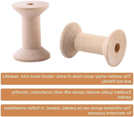 Houten Lege Spoelen voor Naaiwerk - 10 Stuks, Ideaal voor Draad, Garens en DIY Projecten van houten — afbeelding 2