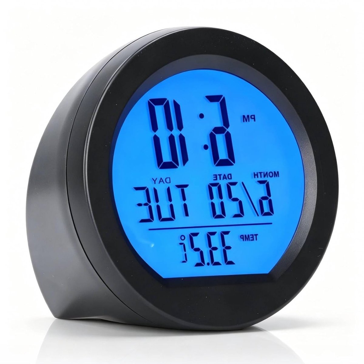Digitale Auto Klok Thermometer met Groot LCD Display voor Auto, Thuis en Kantoor - Zonne-energie, Compact en Handig 13 x 10 cm