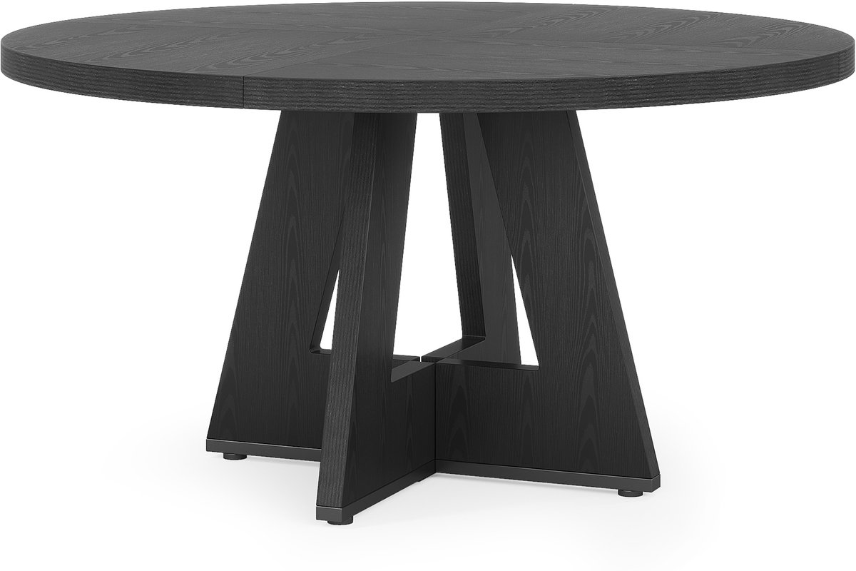 DMG Supply Ronde Eettafel 120 cm - Zwart - 4 Personen - Houten Tafel met Kruispoot