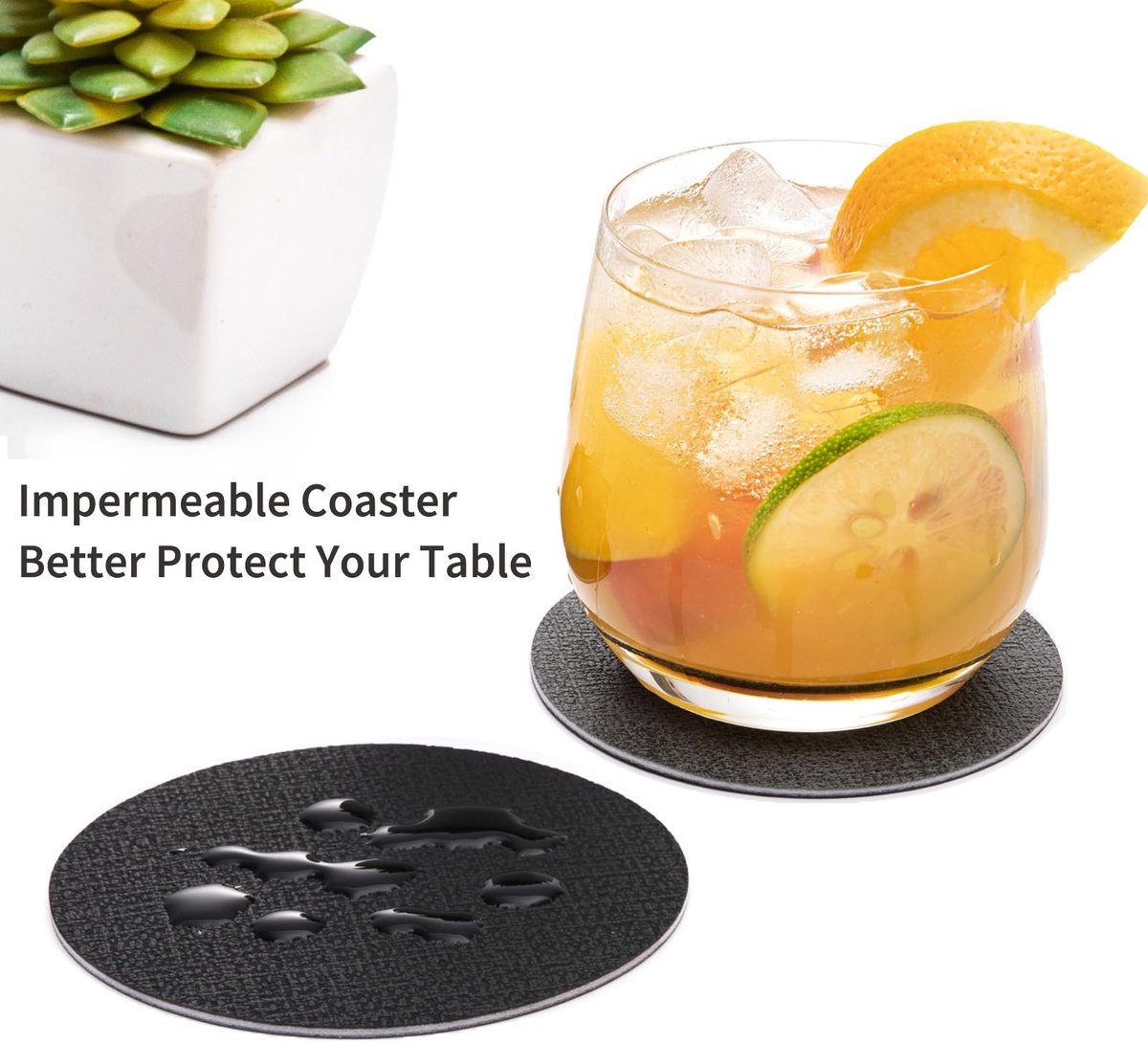 Dailygoods- Onderzetters Dubbelzijdig Kunstleer - Onderzetters met Houder - Onderzetters Antislip - Onderzetters voor Glazen - Onderzetters voor Drankjes - Set van 12 Stuks - Drinkonderzetters