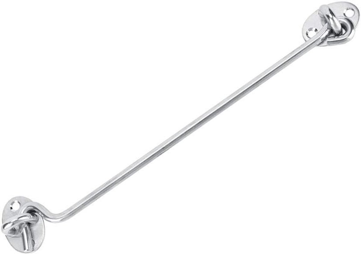 Raamgrendelslot - Haak en oog - Veilige sluiting - Roestvrij staal - 10 inch - Zilver