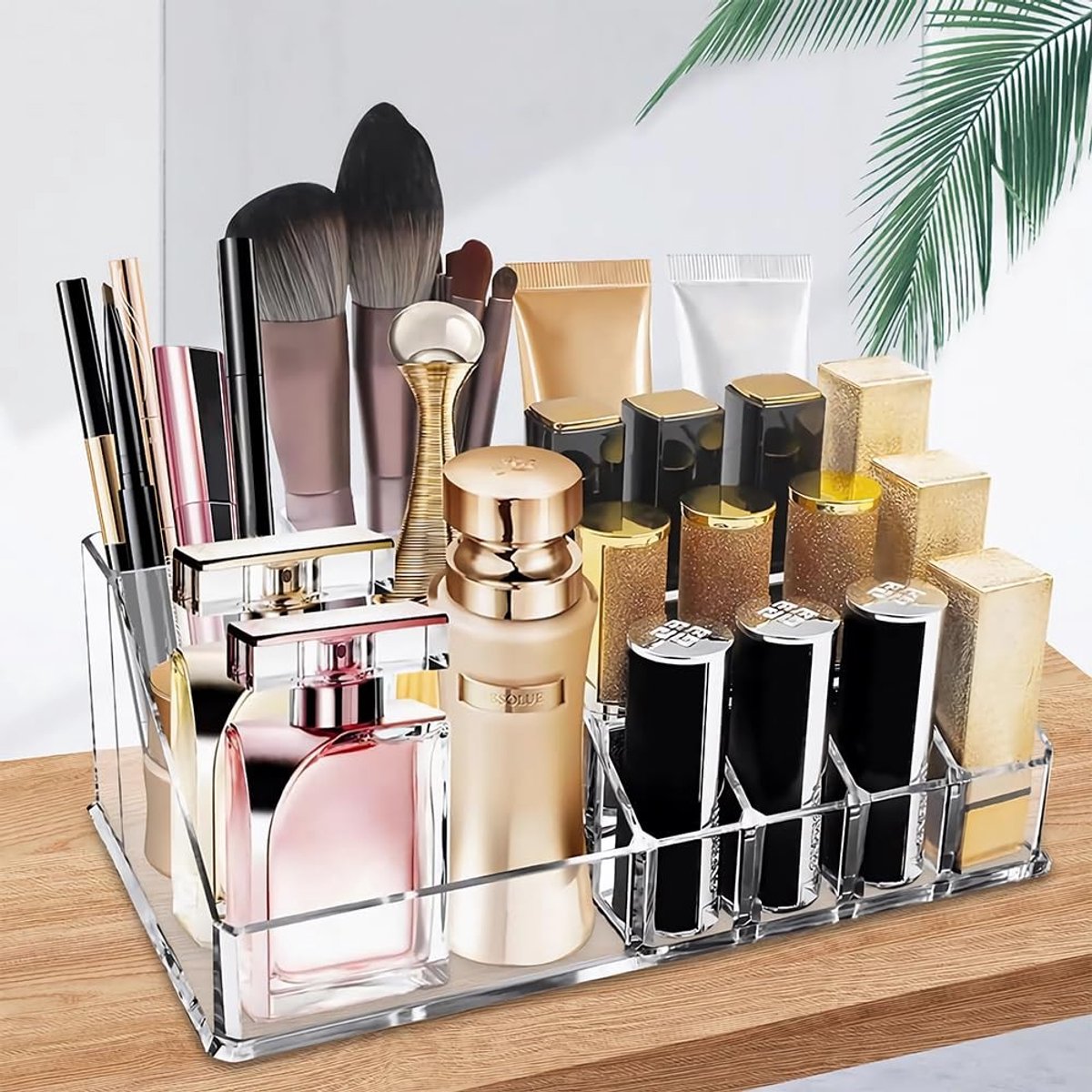 Dailygoods- Makeup Organizer - Cosmetische Vitrine met 16 Secties - Acryl Opbergdoos - Badkamer Organizer - Draaibaar - Transparant