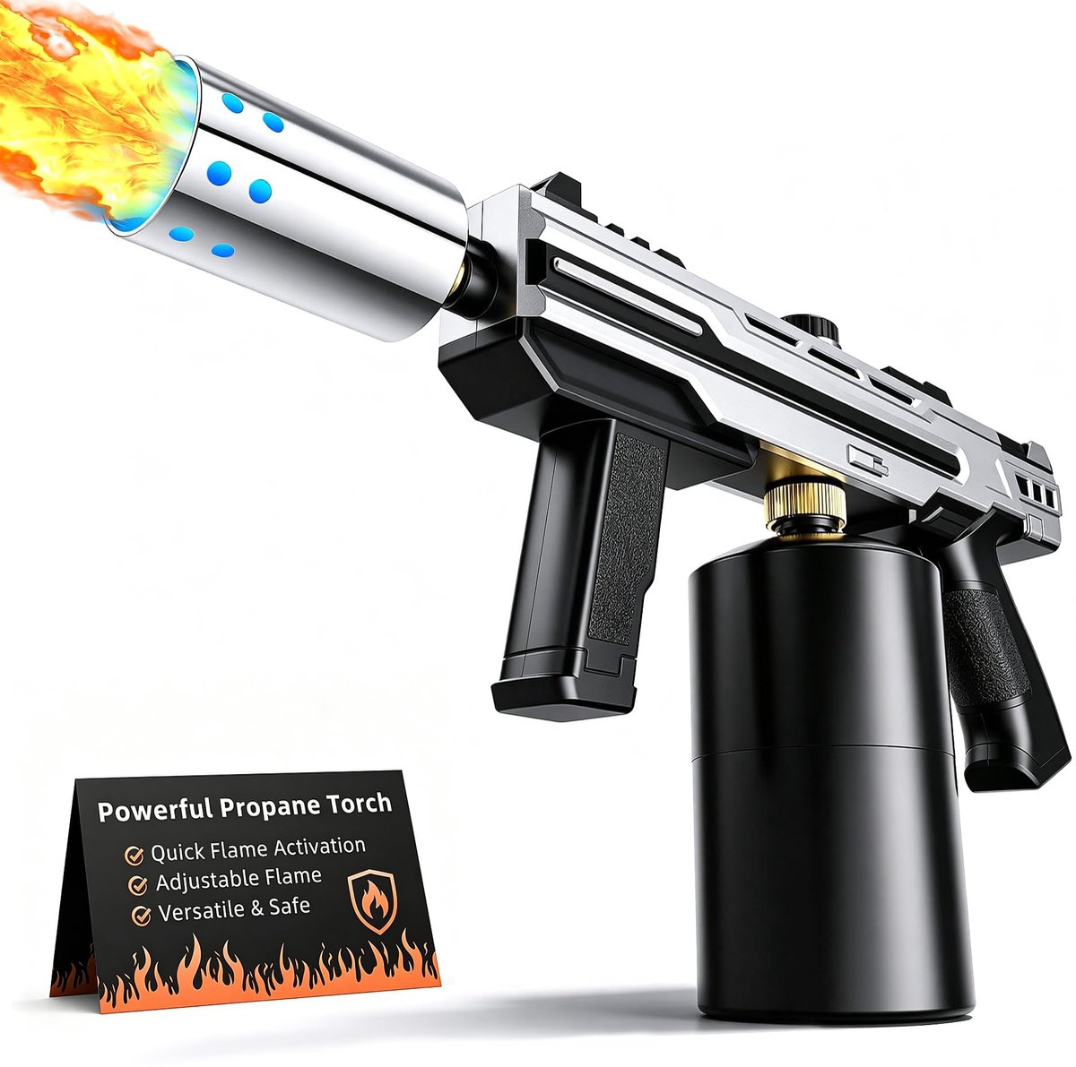 Dailygoods- Flambierbrander krachtige warmte - Gasbrander camping - Gasbrander kooktoestel - Verstelbare brander - Propaangasbrander - Vlam tot 1800 °C