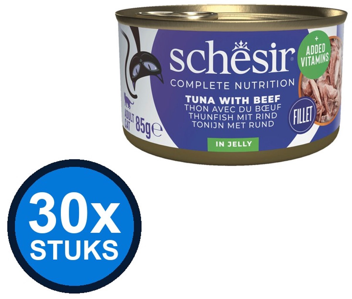 30x Schesir - Tonijn & Rund in gelei - Kattenvoer Natvoer - 85g