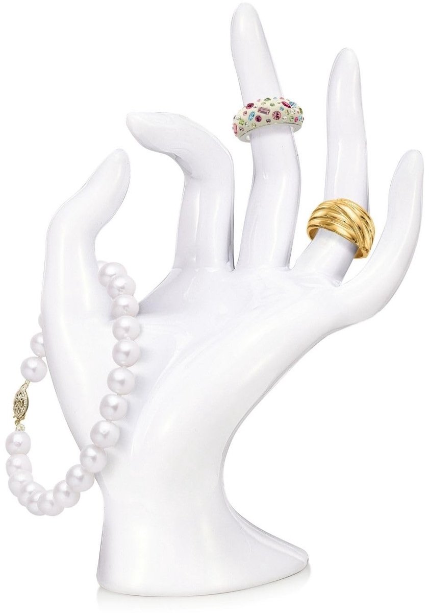 Dailygoods- Sieradenhouder Mannequin Hand - Armband/Horloge/Ring Display - Wit Polyresin - Sieraden Organizer - Gemakkelijk Toegankelijk - Elegant Ontwerp - Sieradenstandaard