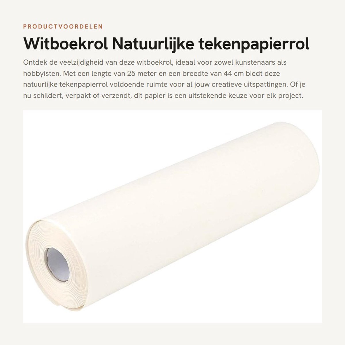 Dailygoods- Tekenpapierrol 44 cm x 25 m - Natuurlijke Papierrol - Vervangend Schildersezelpapier - Kunst en Ambachten - Betrouwbare Kwaliteit - Lichtgewicht 70 g