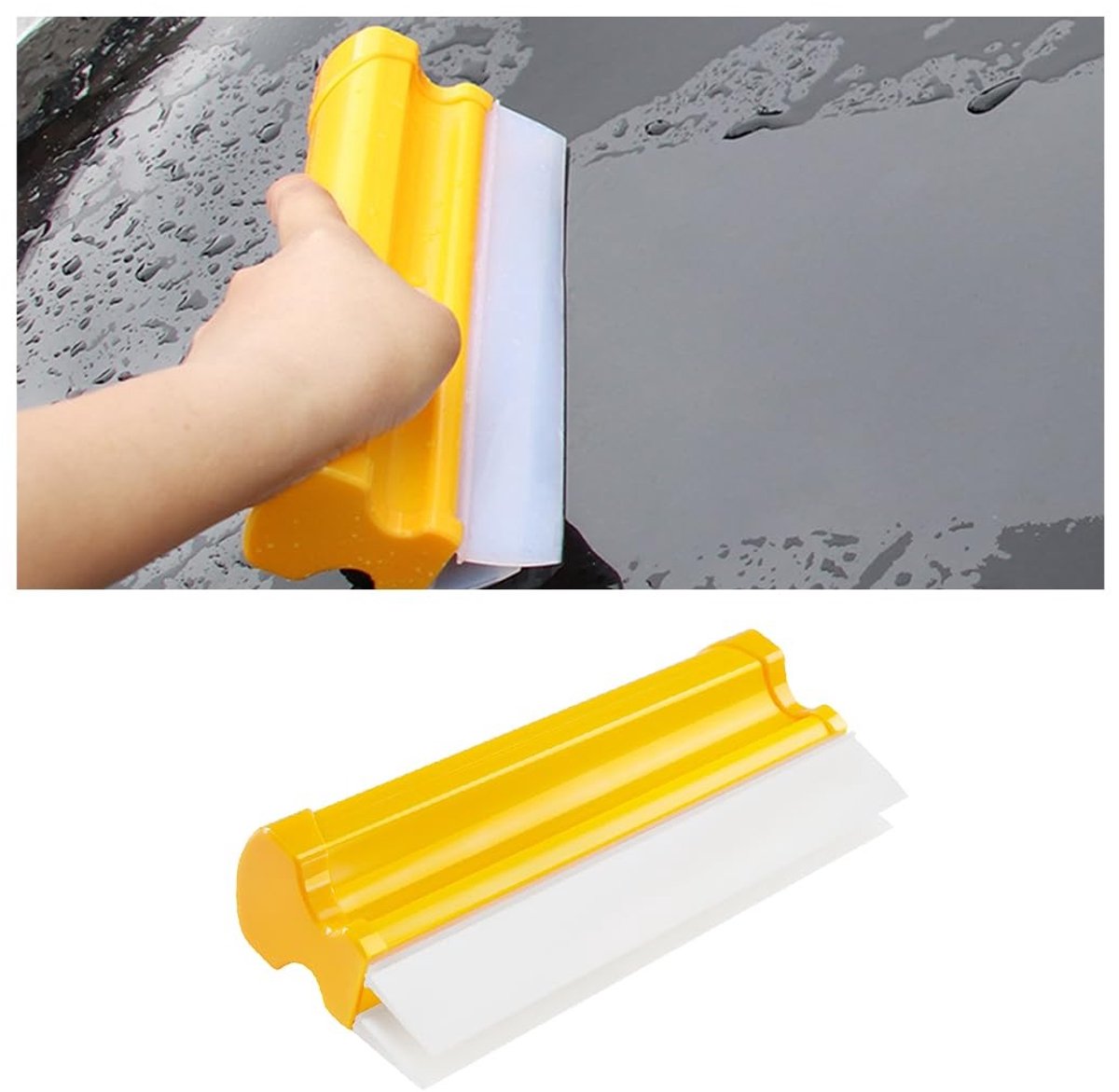 Dailygoods- Waterschraper Professionele Siliconen - Antislip Handgreep - Streepvrije Reiniging - Geschikt voor Auto - Dubbele Rij Wissers - 20 cm - Autowisser