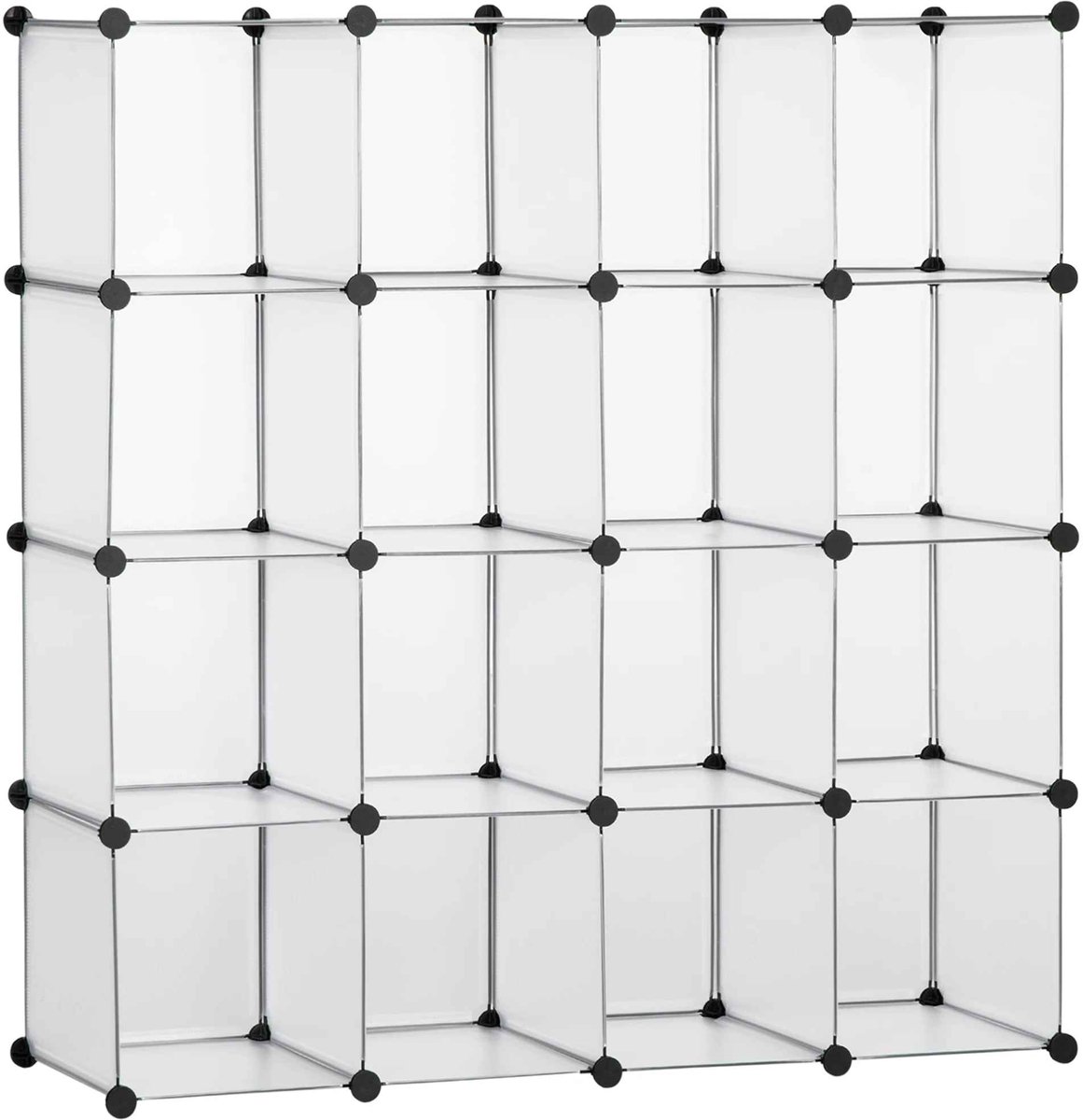Bruinsma INEX Modulaire Kast - Opbergkubus Organizer - Ruimte Indelen - 16 Kubus Ontwerp - Kunststof Modulaire Kast - 125Lx32Bx125H CM